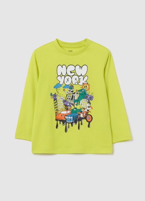 Ovs T-shirt a maniche lunghe in cotone con stampa