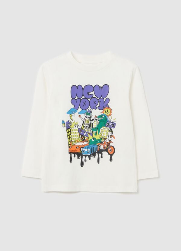 Ovs T-shirt a maniche lunghe in cotone con stampa