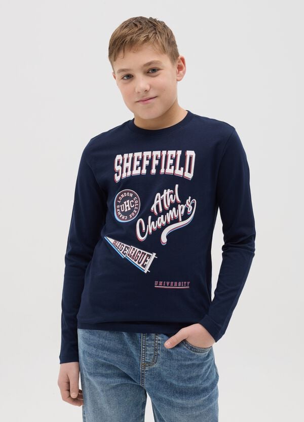 Ovs T-shirt a maniche lunghe in cotone con stampa