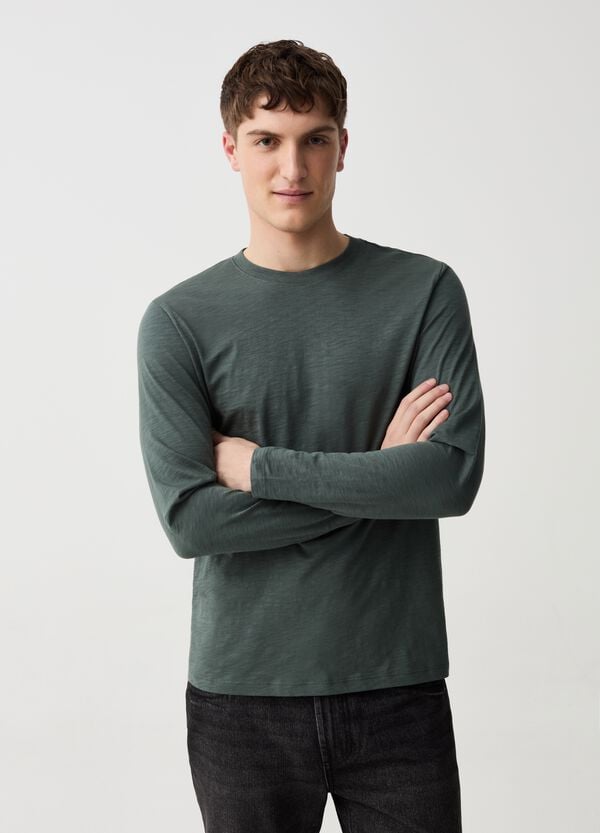 Ovs T-shirt a maniche lunghe in slub jersey