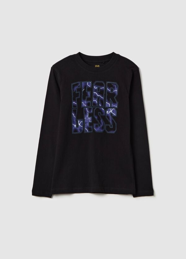Ovs T-shirt a maniche lunghe stampa "Fearless"
