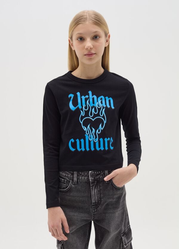 Ovs T-shirt a maniche lunghe stampa "Urban Culture"