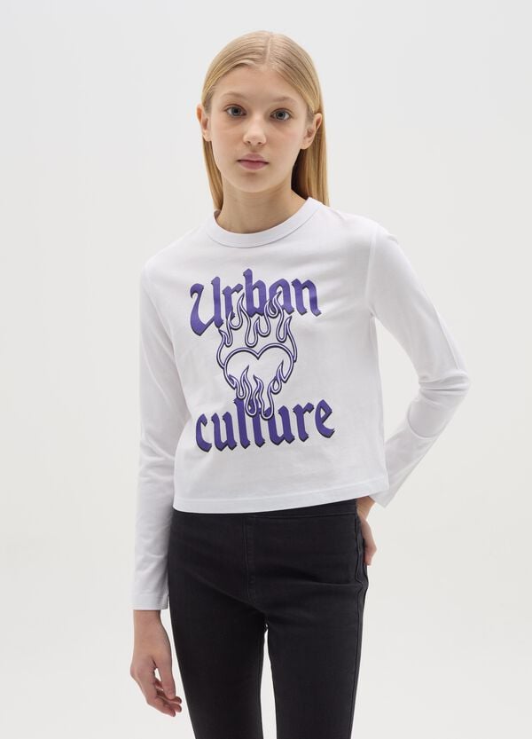 Ovs T-shirt a maniche lunghe stampa "Urban Culture"