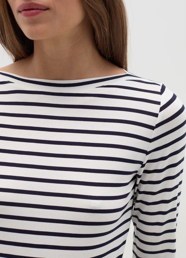 Ovs T-shirt A Righe Con Scollo A Barca