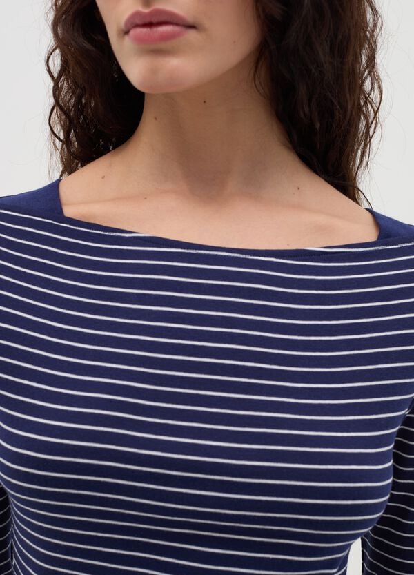 Ovs T-shirt A Righe Con Scollo A Barca