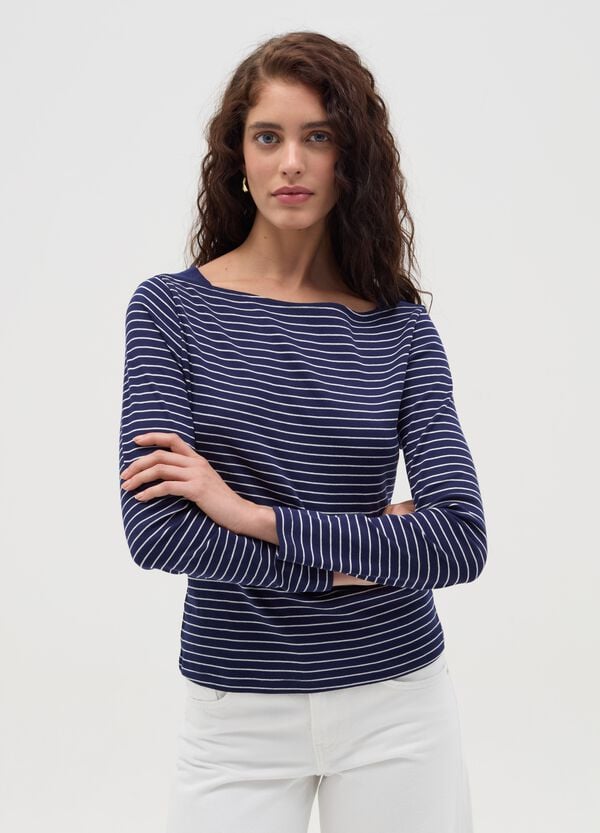 Ovs T-shirt a righe con scollo a barca