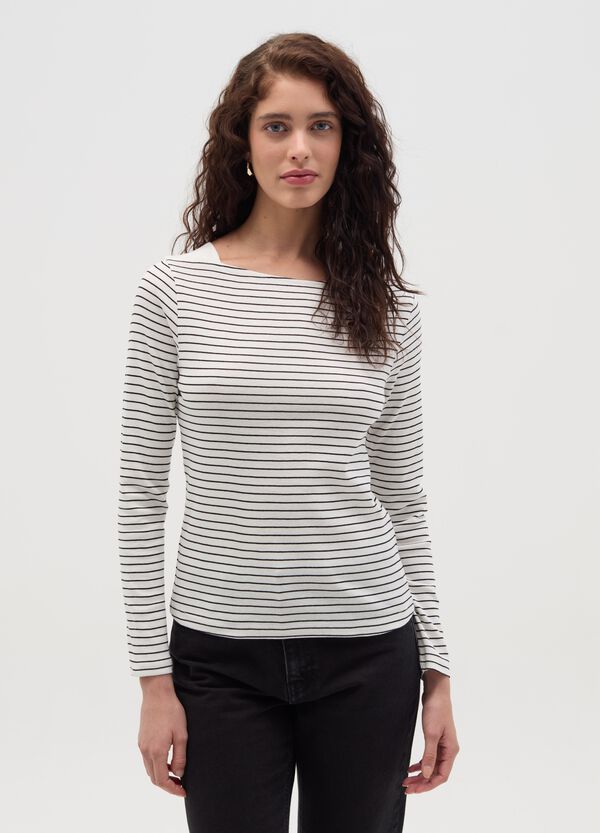 Ovs T-shirt A Righe Con Scollo A Barca