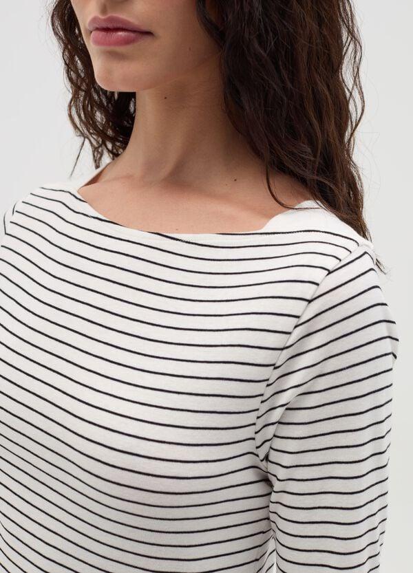 Ovs T-shirt A Righe Con Scollo A Barca