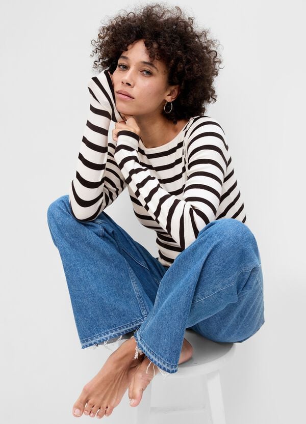 Ovs T-shirt a righe con scollo a barca