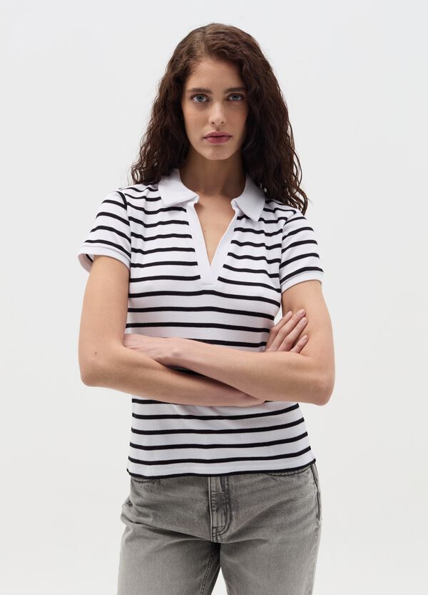 Ovs T-shirt A Righe Con Scollo A Polo