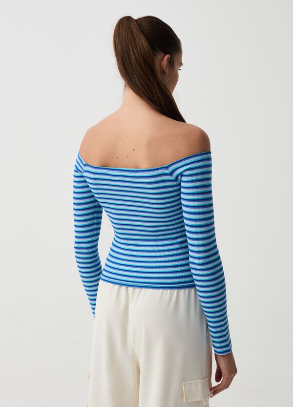 Ovs T-shirt A Righe Con Spalle Scoperte