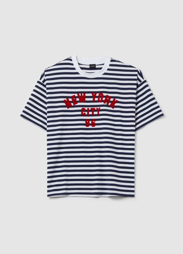 Ovs T-shirt a righe con stampa lettering