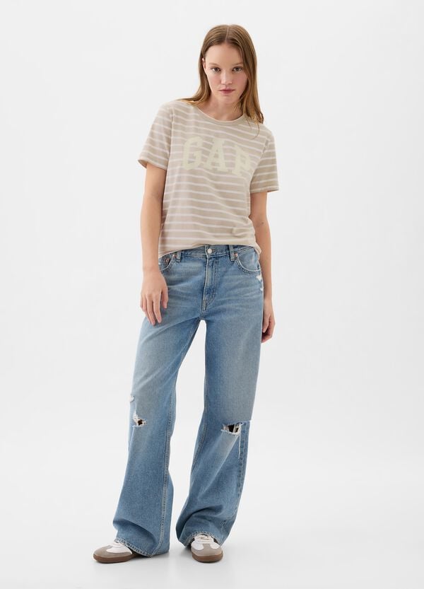 Ovs T-shirt A Righe Con Stampa Logo