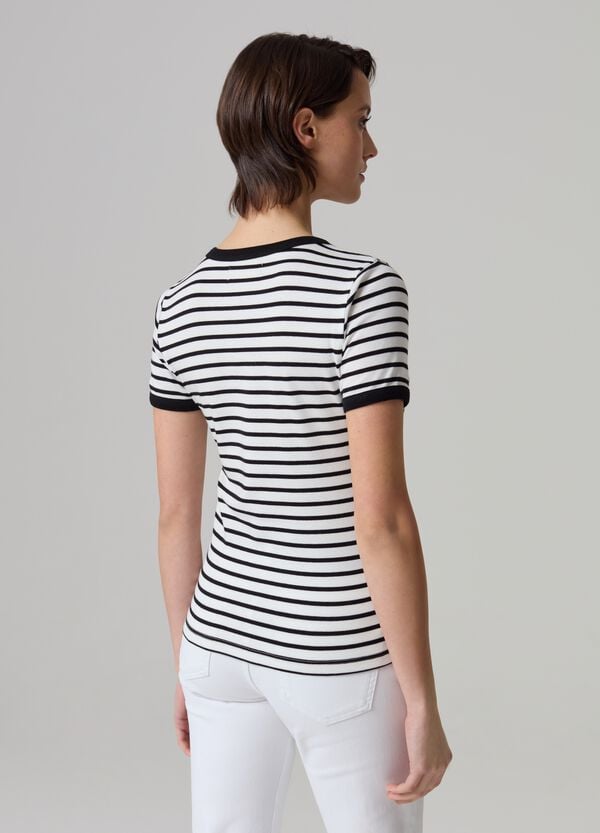 Ovs T-shirt A Righe In Cotone Stretch