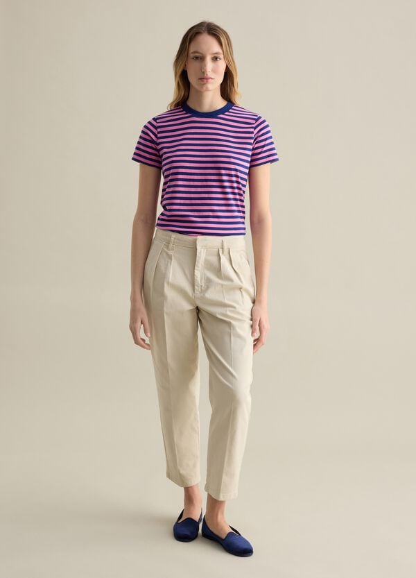 Ovs T-shirt A Righe Rosa E Blu Con Maniche Corte