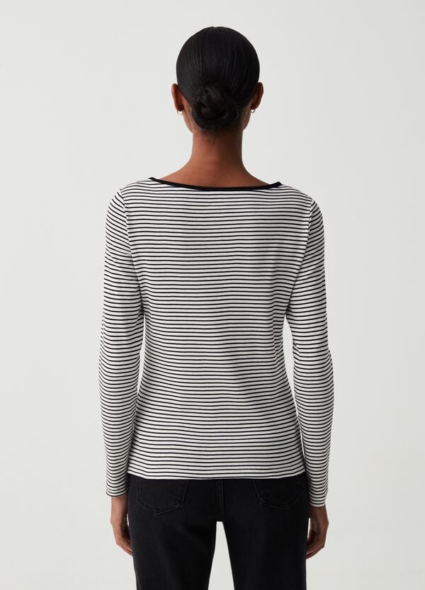 Ovs T-shirt A Righe Sottili Con Scollo A Barca