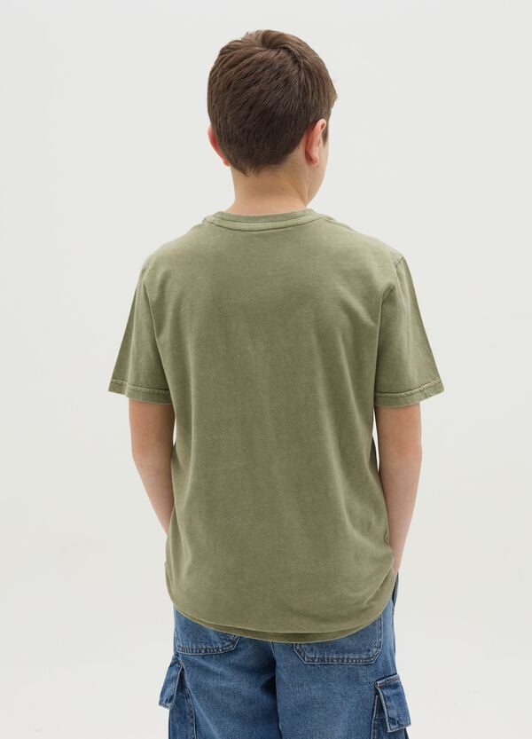 Ovs T-shirt Acid Wash Con Stampa "Denim Mind"
