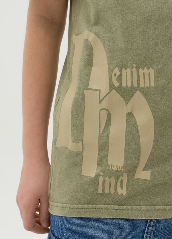 Ovs T-shirt Acid Wash Con Stampa "Denim Mind"