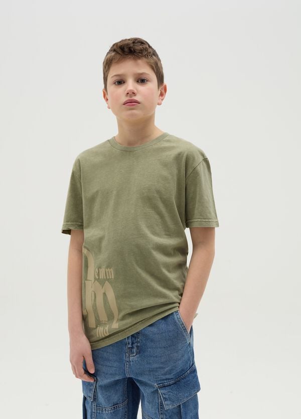 Ovs T-shirt acid wash con stampa "Denim Mind"