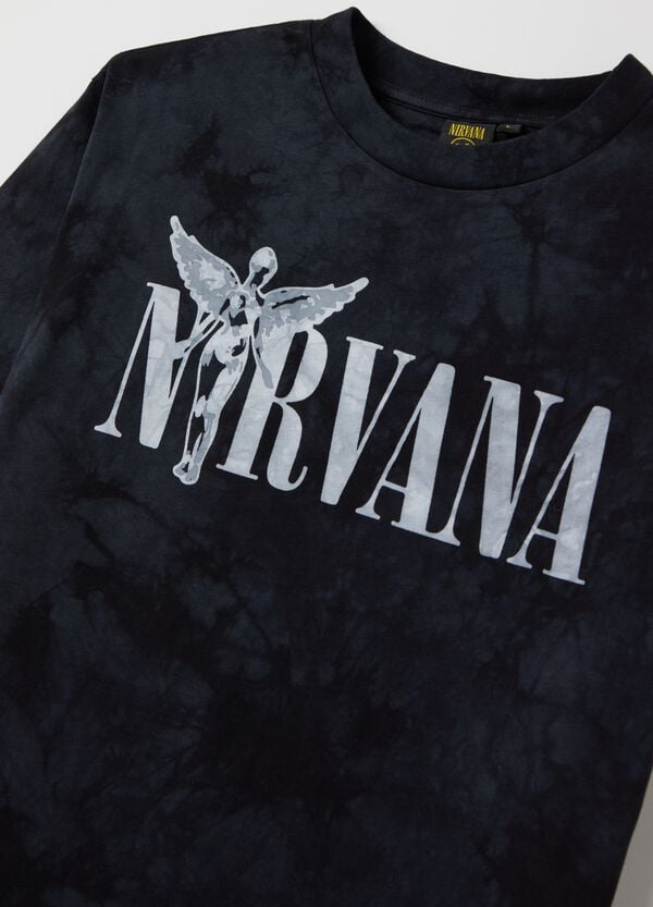 Ovs T-shirt Acid Wash Con Stampa Nirvana