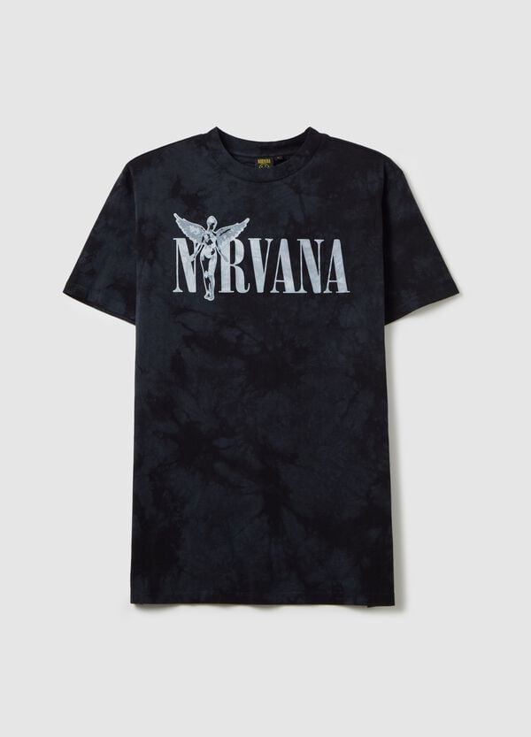 Ovs T-shirt acid wash con stampa Nirvana