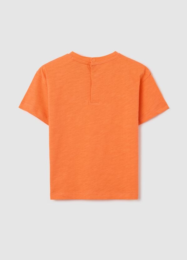 Ovs T-shirt Arancione In Cotone Bio Con Tasca