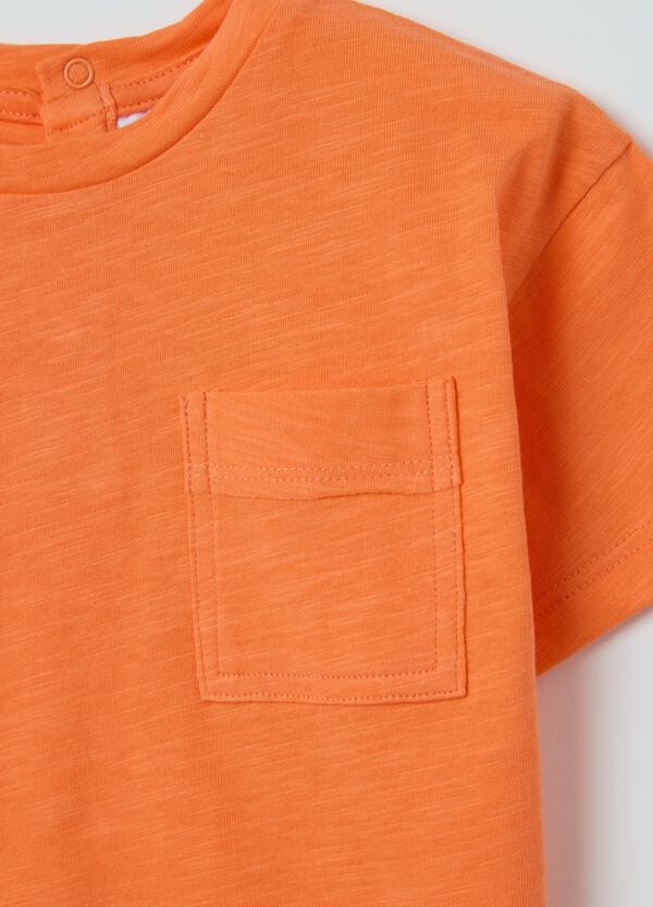 Ovs T-shirt Arancione In Cotone Bio Con Tasca