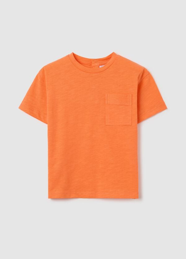 Ovs T-shirt arancione in cotone bio con tasca