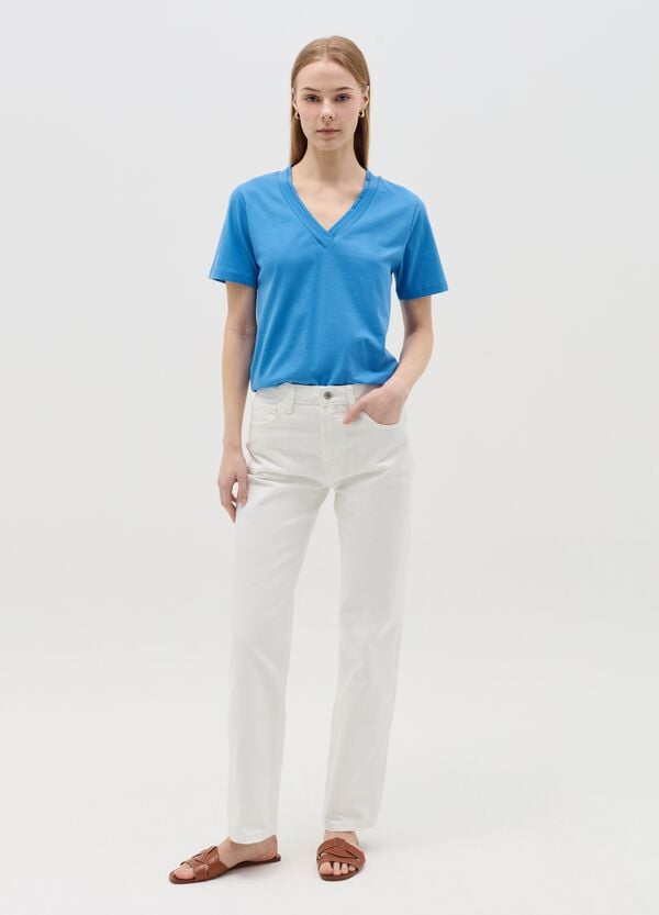 Ovs T-shirt Azzurra Con Scollo A V