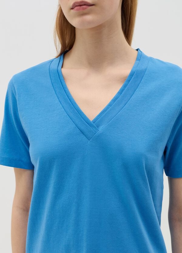 Ovs T-shirt Azzurra Con Scollo A V