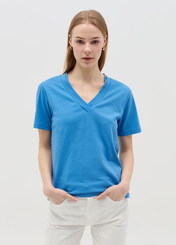 Ovs T-shirt azzurra con scollo a V