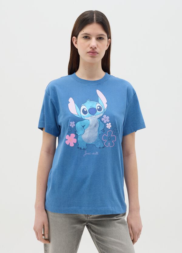 Ovs T-shirt azzurra con stampa Stitch