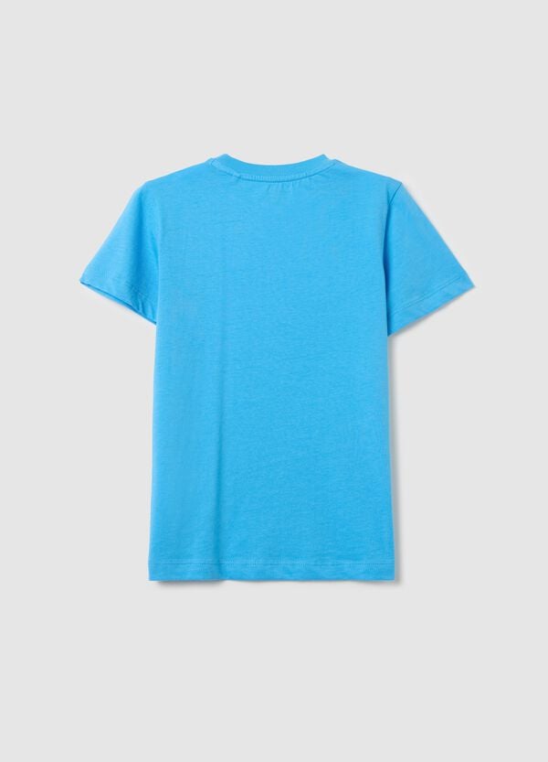 Ovs T-shirt Azzurra In Cotone Con Scollo Rotondo