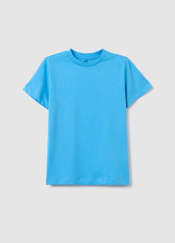 Ovs T-shirt azzurra in cotone con scollo rotondo