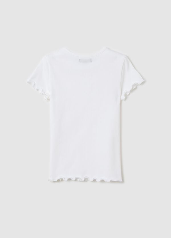 Ovs T-shirt Bianca A Costine Con Profili Ondulati