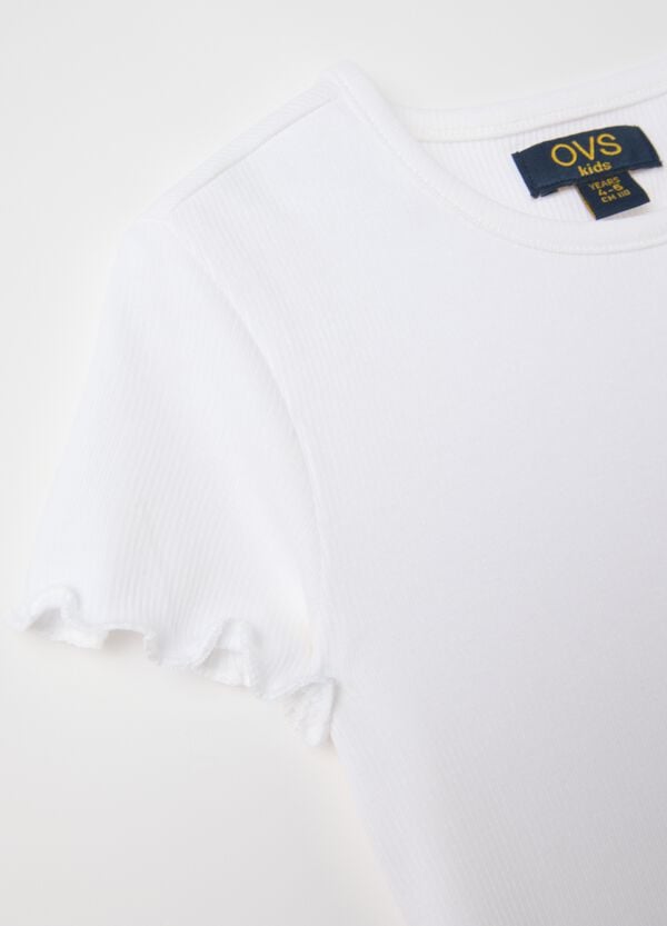 Ovs T-shirt Bianca A Costine Con Profili Ondulati