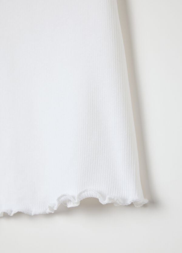 Ovs T-shirt Bianca A Costine Con Profili Ondulati