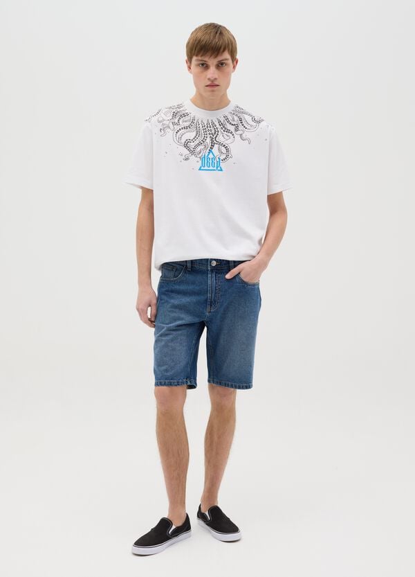 Ovs T-shirt Bianca A Maniche Corte Con Stampa