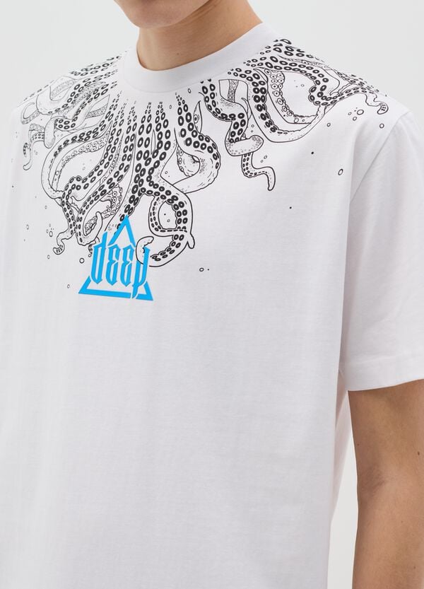 Ovs T-shirt Bianca A Maniche Corte Con Stampa
