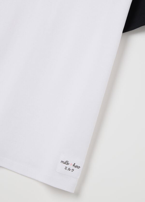 Ovs T-shirt Bianca Con Maniche Raglan Nere