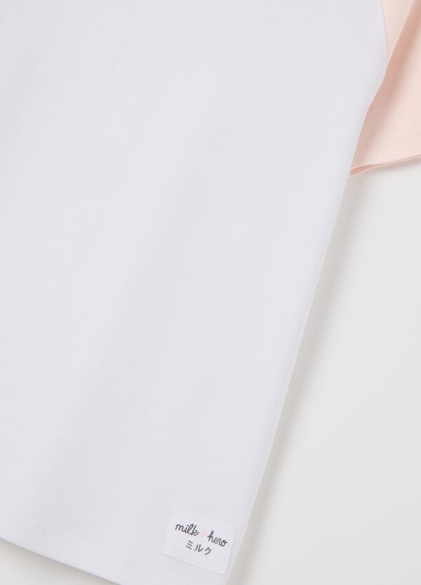 Ovs T-shirt Bianca Con Maniche Raglan Rosa