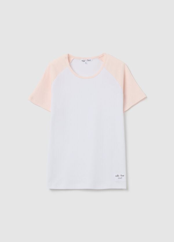 Ovs T-shirt bianca con maniche raglan rosa