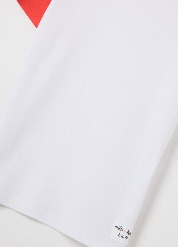 Ovs T-shirt Bianca Con Maniche Raglan Rosse