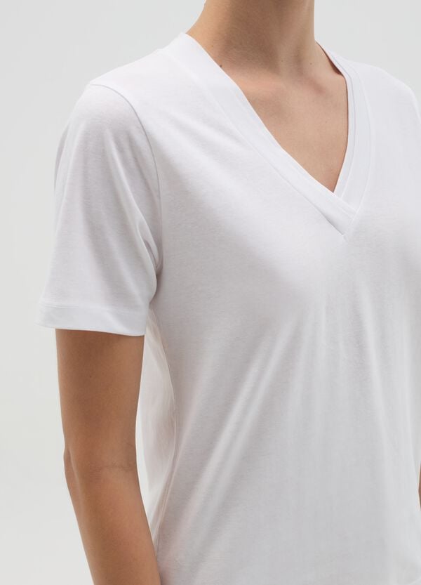 Ovs T-shirt Bianca Con Scollo A V