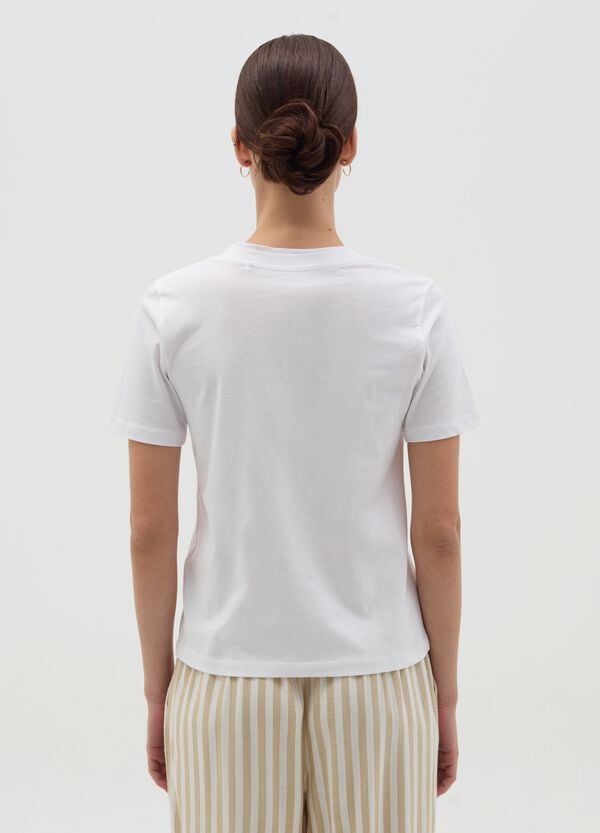 Ovs T-shirt Bianca Con Scollo A V