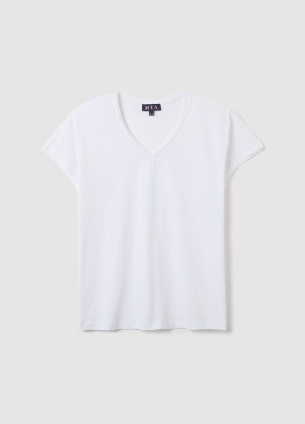 Ovs T-shirt bianca con scollo a V Curvy