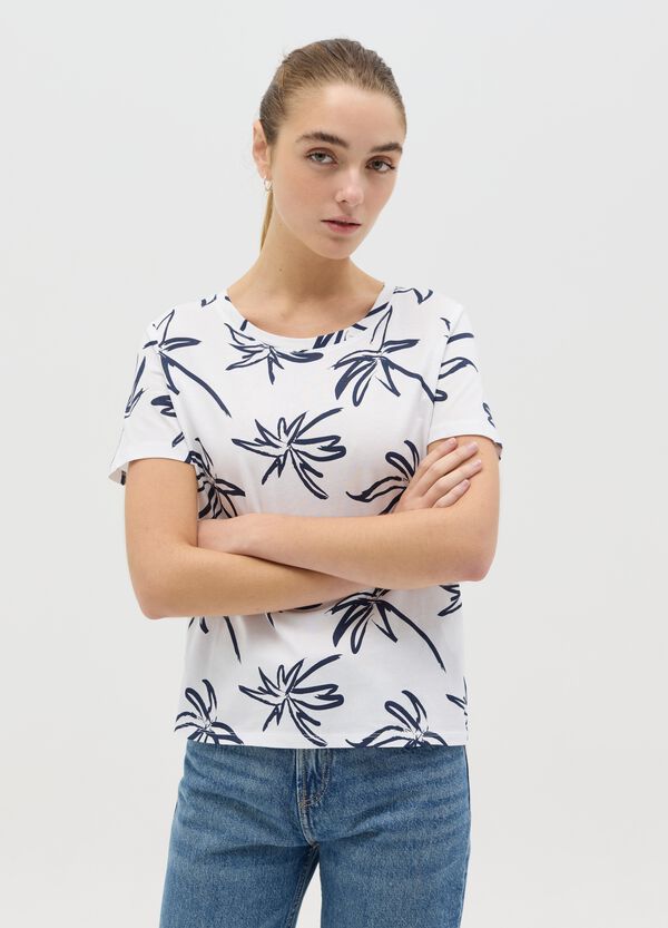 Ovs T-shirt bianca con stampa floreale