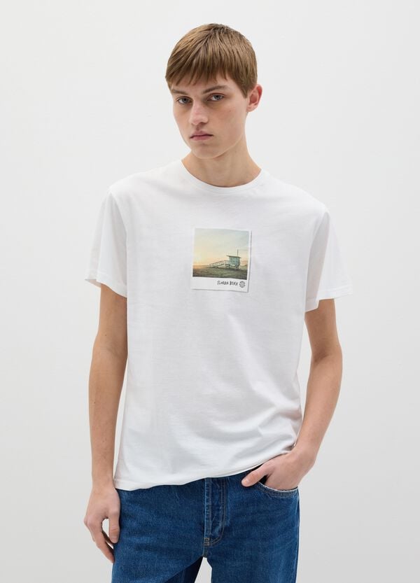 Ovs T-shirt Bianca Con Stampa Florida Beach