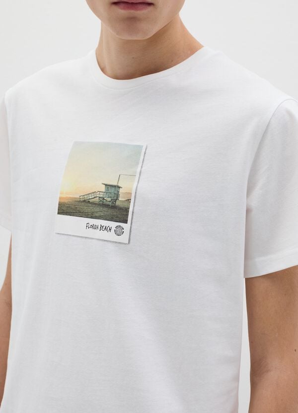 Ovs T-shirt Bianca Con Stampa Florida Beach