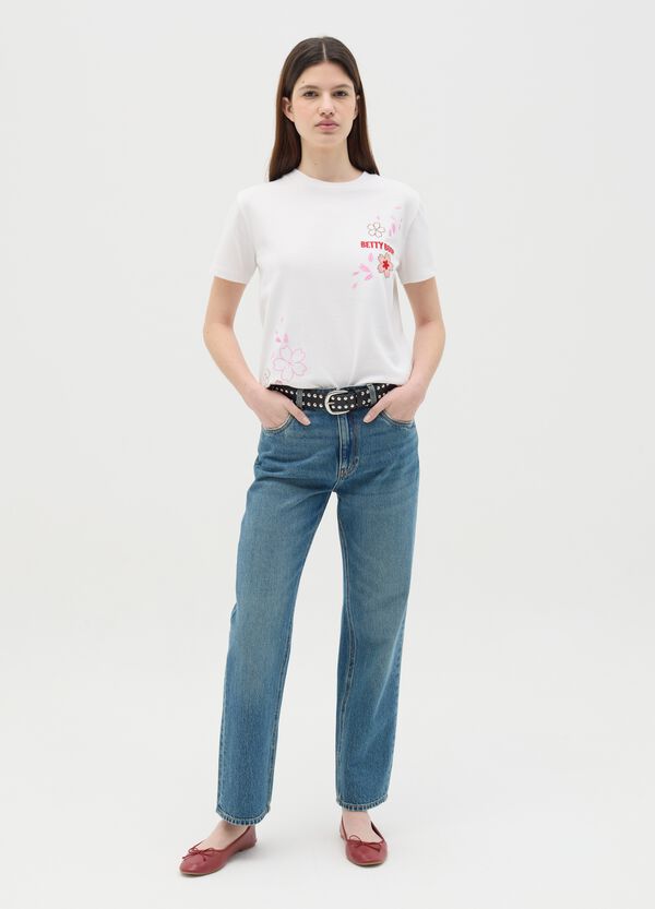 Ovs T-shirt bianca in cotone con stampa Betty Boop